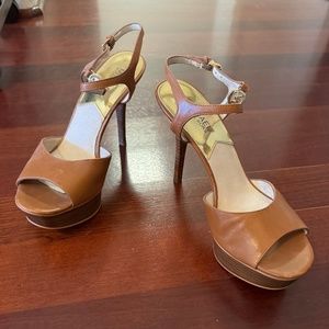 Michael Kors Platform Open Toe Heels - Camel - size 8.5